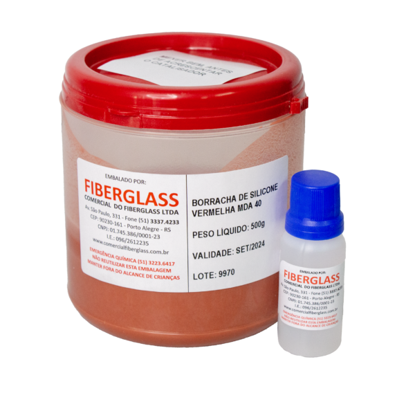 BORRACHA SILICONE VERMELHA MDA40 - (500g) - C/ CATALISADOR